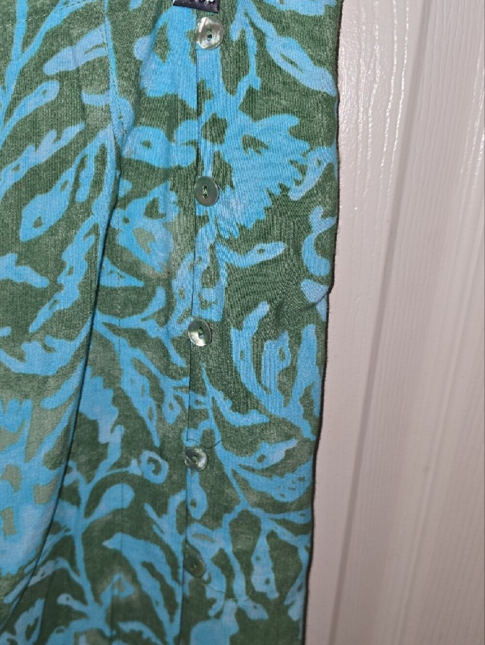 Sigrid Olsen Aqua and Olive Floral Border A-Line Skirt - Picture 4 of 6